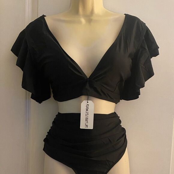 New Sporlike High waisted Rumba Swimsuit Bikini Sz M - Picture 2 of 7